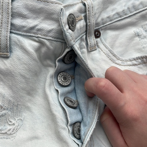 American Eagle High Waisted Ripped Jean Shorts - Picture 4 of 5